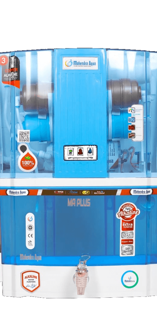Mahendra Aqua MA Plus home water purifier — blue alkaline RO system